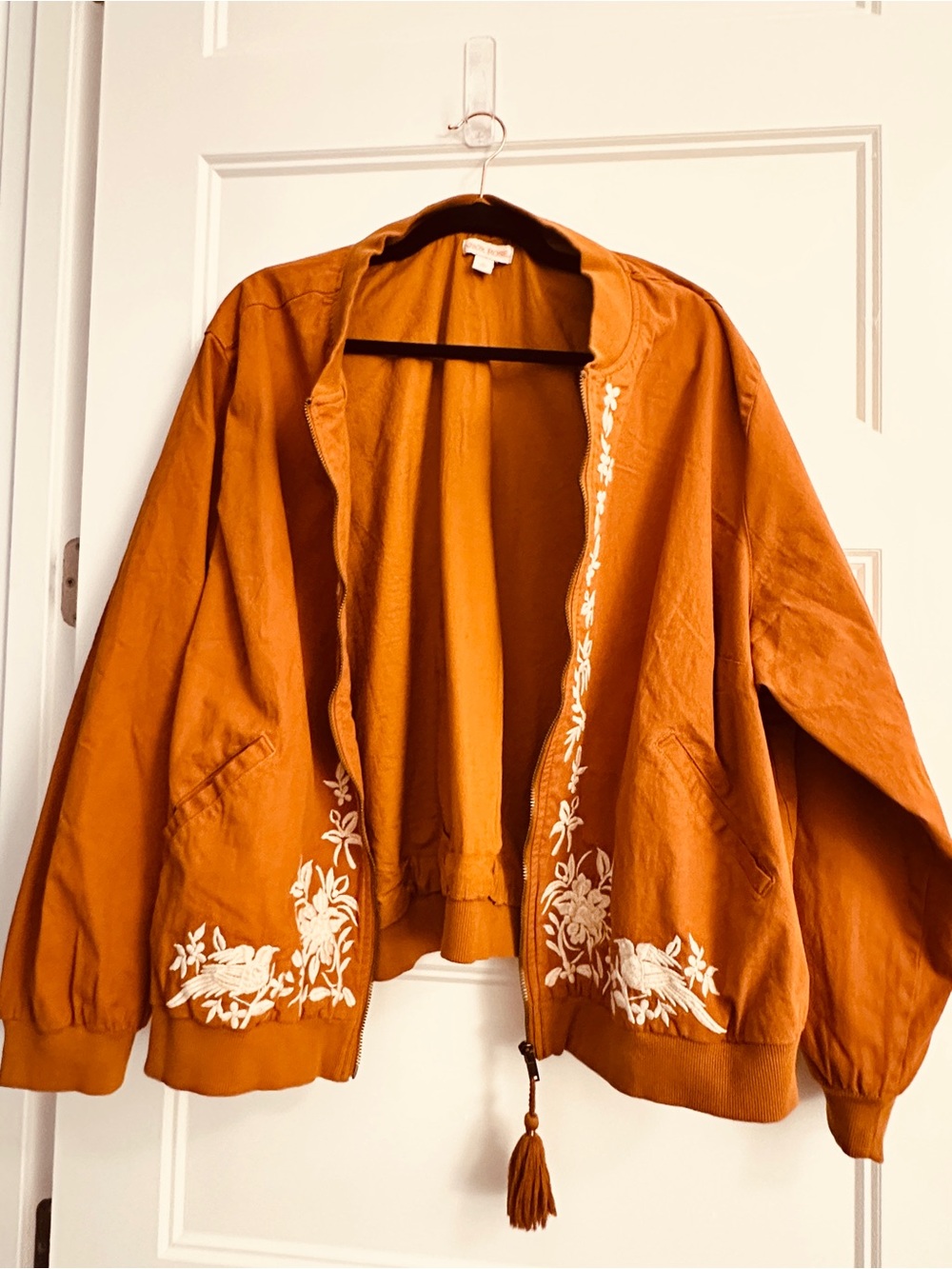 Knox Rose 3X Embroidered Rust Bomber Jacket - Women
